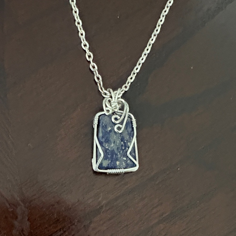 Artisan Made Silver and Blue Pendant Necklace